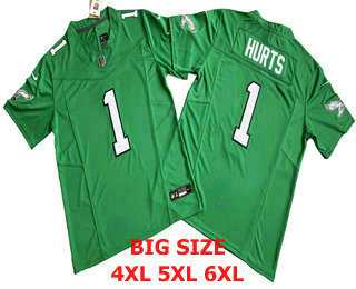 Men%27s Philadelphia Eagles #1 Jalen Hurts Kelly Green FUSE Vapor Limited Throwback Jersey